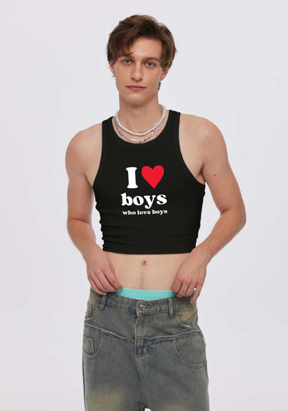 I Love Boys Pride Y2K Crop Tank Top Cherrykitten