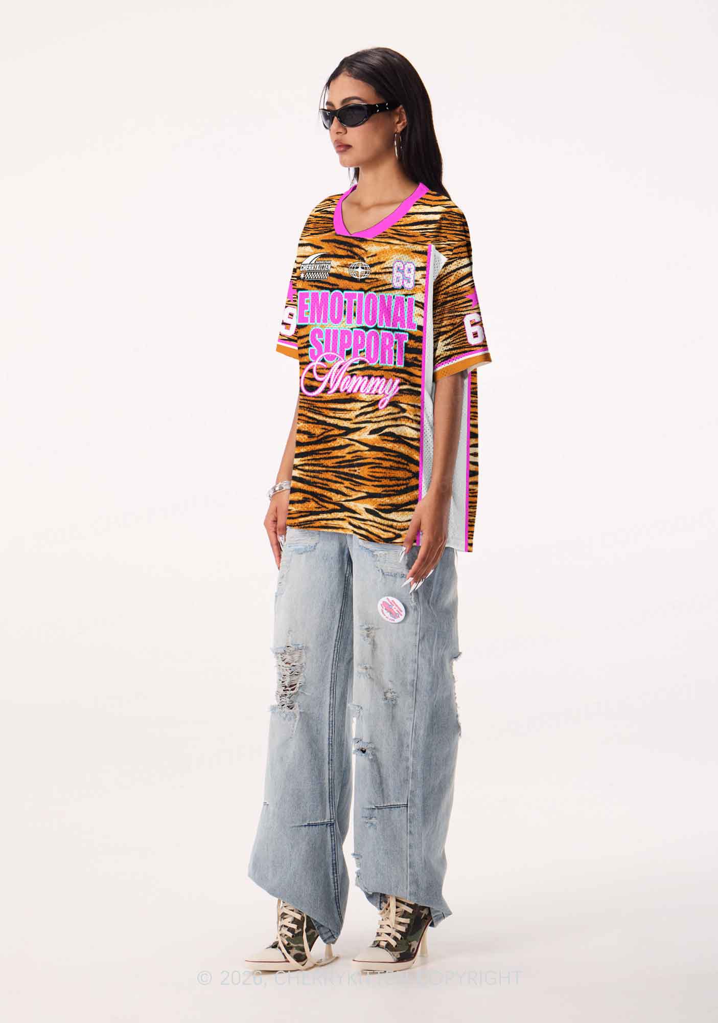Emotional Support Mommy Y2K Sport Jersey Shirts Cherrykitten