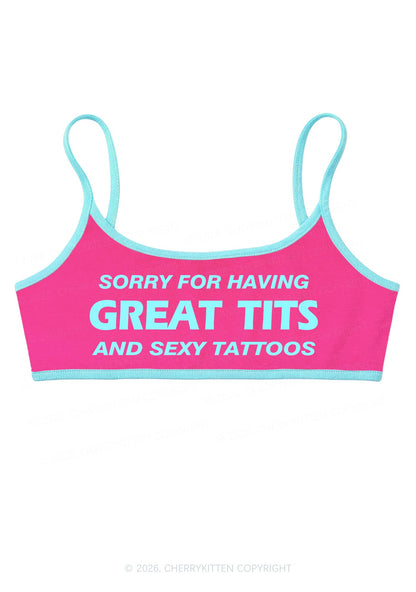 Sorry For Great Txts And Sexy Tattoos Y2K Super Crop Cami Cherrykitten