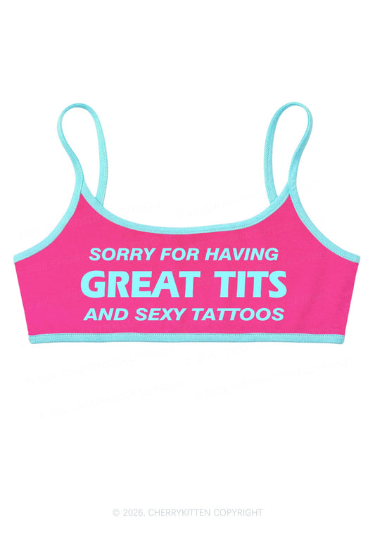 Sorry For Great Txts And Sexy Tattoos Y2K Super Crop Cami Cherrykitten