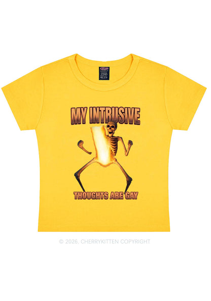 My Intrusive Thoughts Are Gay Pride Y2K Baby Tee Cherrykitten