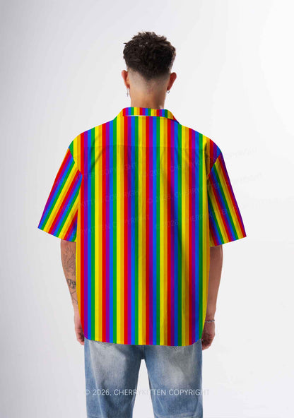Rainbow Flag Pride Y2K Print Hawaiian Shirt Cherrykitten