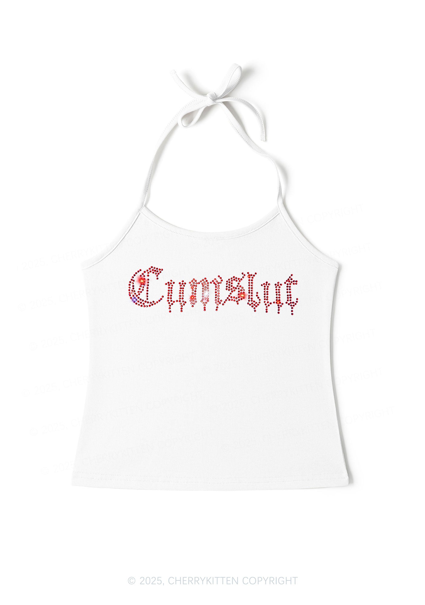 Rhinestone Cxmslxt Y2K Halter Neck Cami Cherrykitten