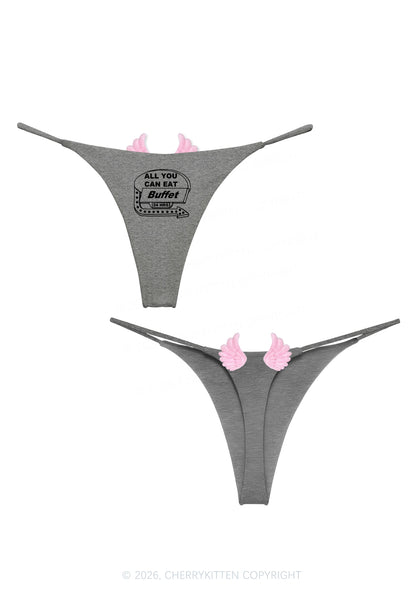 All You Can Eat Buffet Y2K Goth Angel Wings Bikini String Thong Cherrykitten