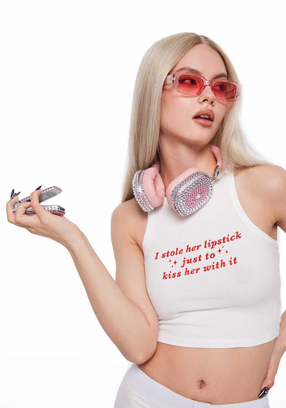 I Stole Her Lipstick Pride Y2K Crop Tank Top Cherrykitten