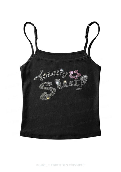 Rhinestone Totally Slxt Y2K Spaghetti Strap Cami Cherrykitten