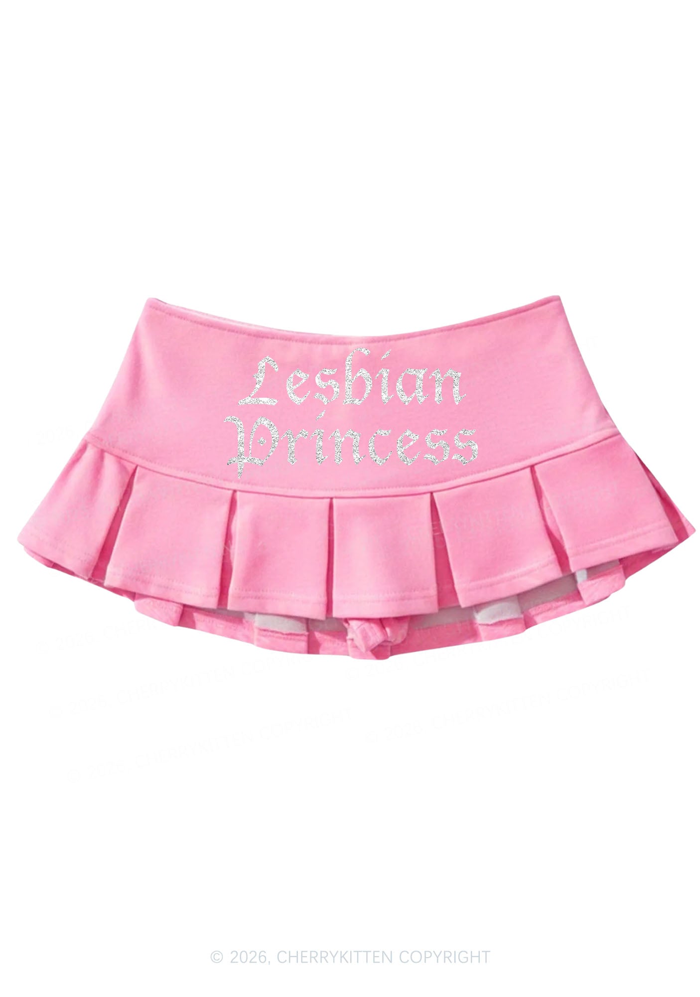 Glitter Lesbian Princess Pride Y2K Mini Pleated Skirts Cherrykitten