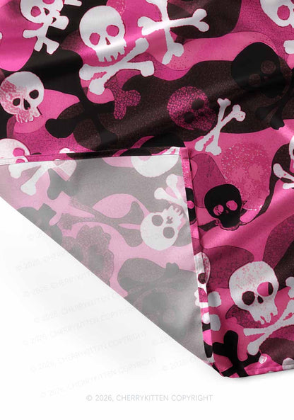 Halloween Pink Camouflage Skull Y2K Print Square Bandana Cherrykitten