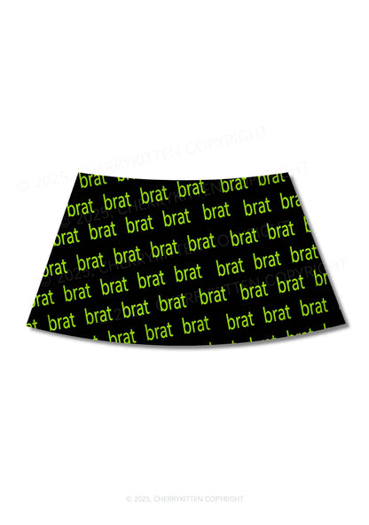 Green Brat Y2K Print Mini Skirt Cherrykitten