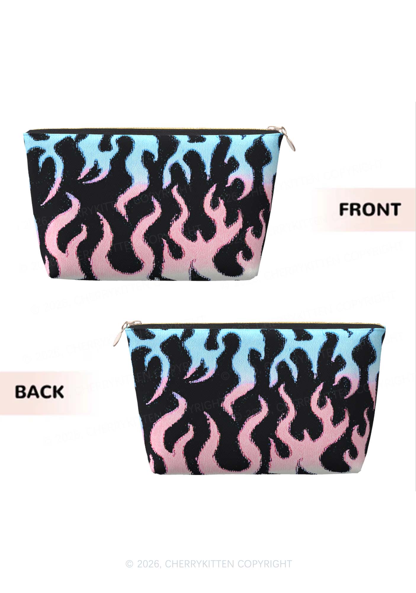 Trans Flame Pride Y2K Makeup Bag Cherrykitten