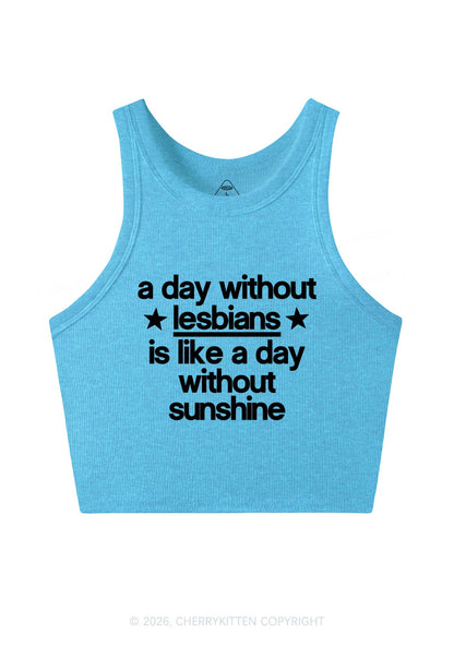 Lesbians Is Like Sunshine Pride Y2K Crop Tank Top Cherrykitten