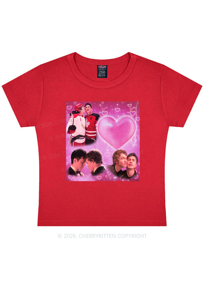 Pink Heart Portrait HR Y2K Baby Tee Cherrykitten