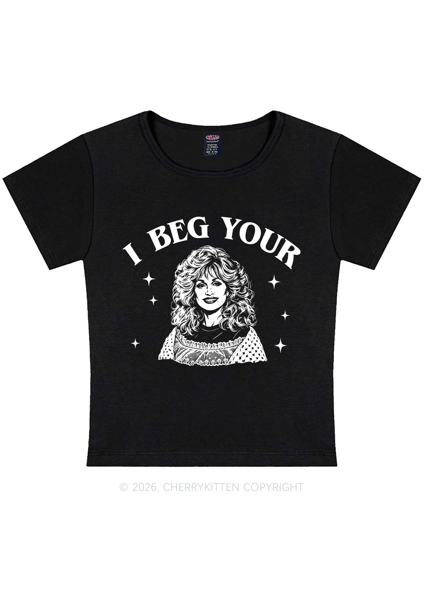 I Beg Your DP Y2K Baby Tee Cherrykitten