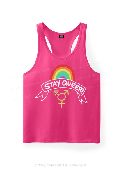 Stay Queer Pride Y2K Men Racerback Tank Top Cherrykitten