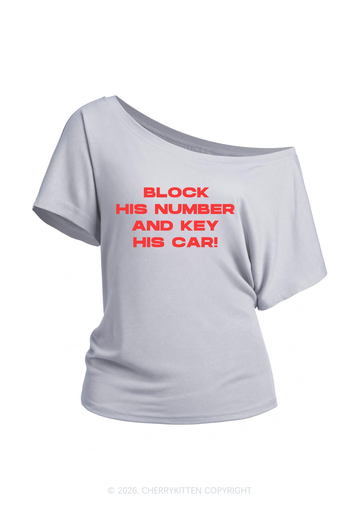 Block His Number Y2K Off Shoulder Tee Cherrykitten