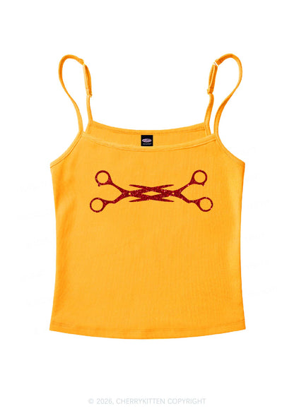 Glitter Pink Scissor Pride Y2K Spaghetti Strap Cami Cherrykitten