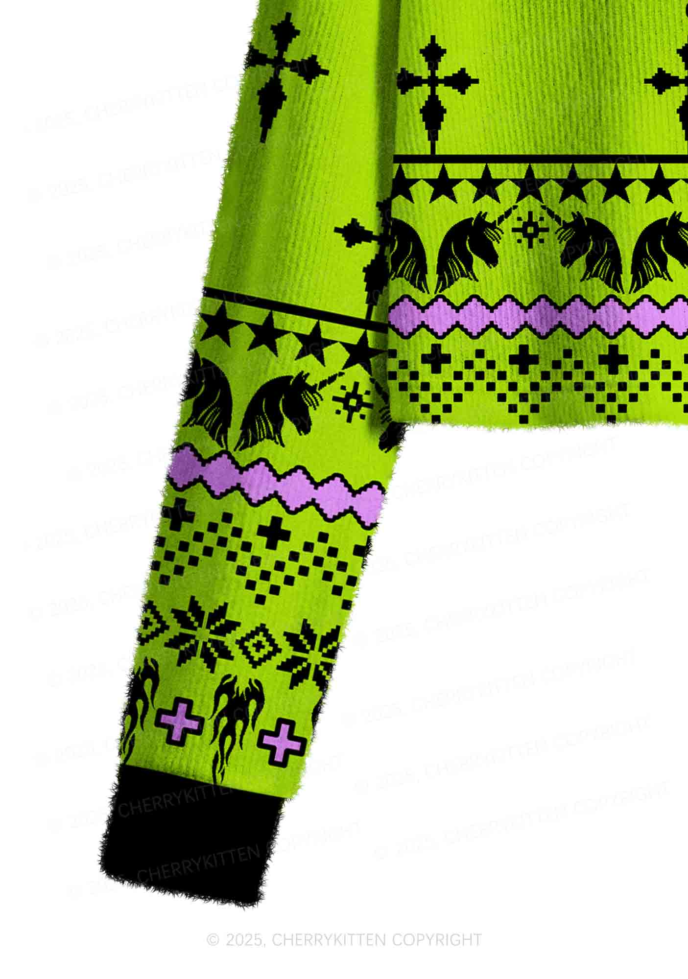 Faggot Pride Y2K Christmas Crop Knit Sweatshirt Cherrykitten