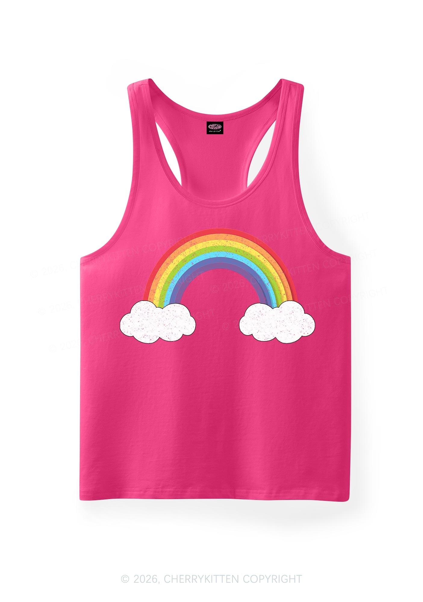 Rainbow Cloud Pride Y2K Men Racerback Tank Top Cherrykitten