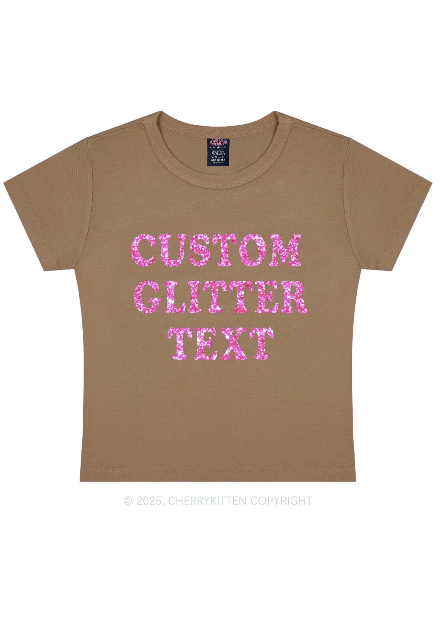 Custom Text Glitter Y2K Baby Tee Cherrykitten