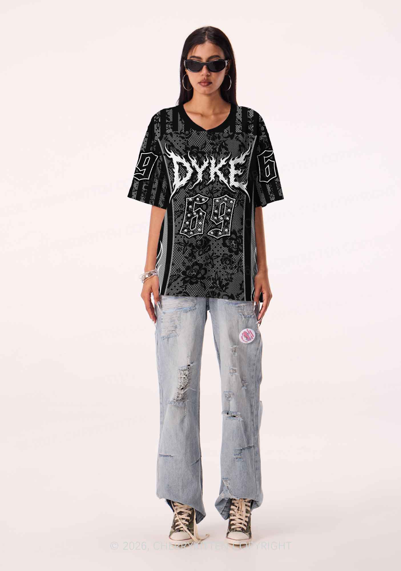 Punk Rivets Dyke Pride Y2K Sport Jersey Shirts Cherrykitten