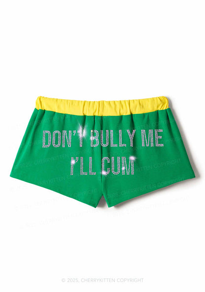 Rhinestone Dont Bully Me Y2K Drawstring Mini Shorts Cherrykitten