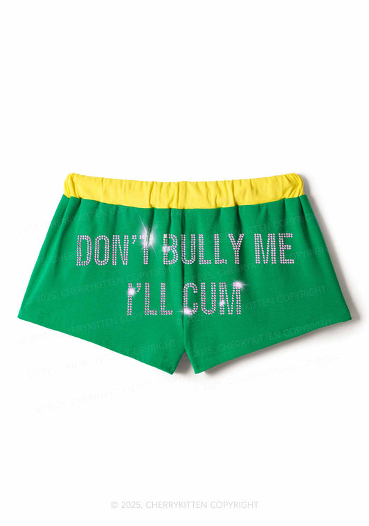 Rhinestone Dont Bully Me Y2K Drawstring Mini Shorts Cherrykitten