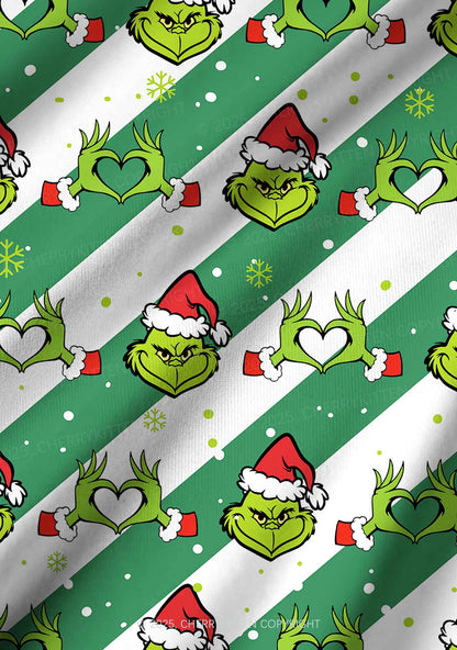 Christmas Whoville Heart Hands Y2K Print Long Sleeve Pajama Set Cherrykitten