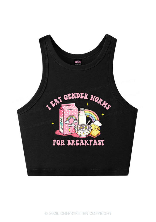 I Eat Gender Norms For Breakfast Pride Y2K Crop Tank Top Cherrykitten