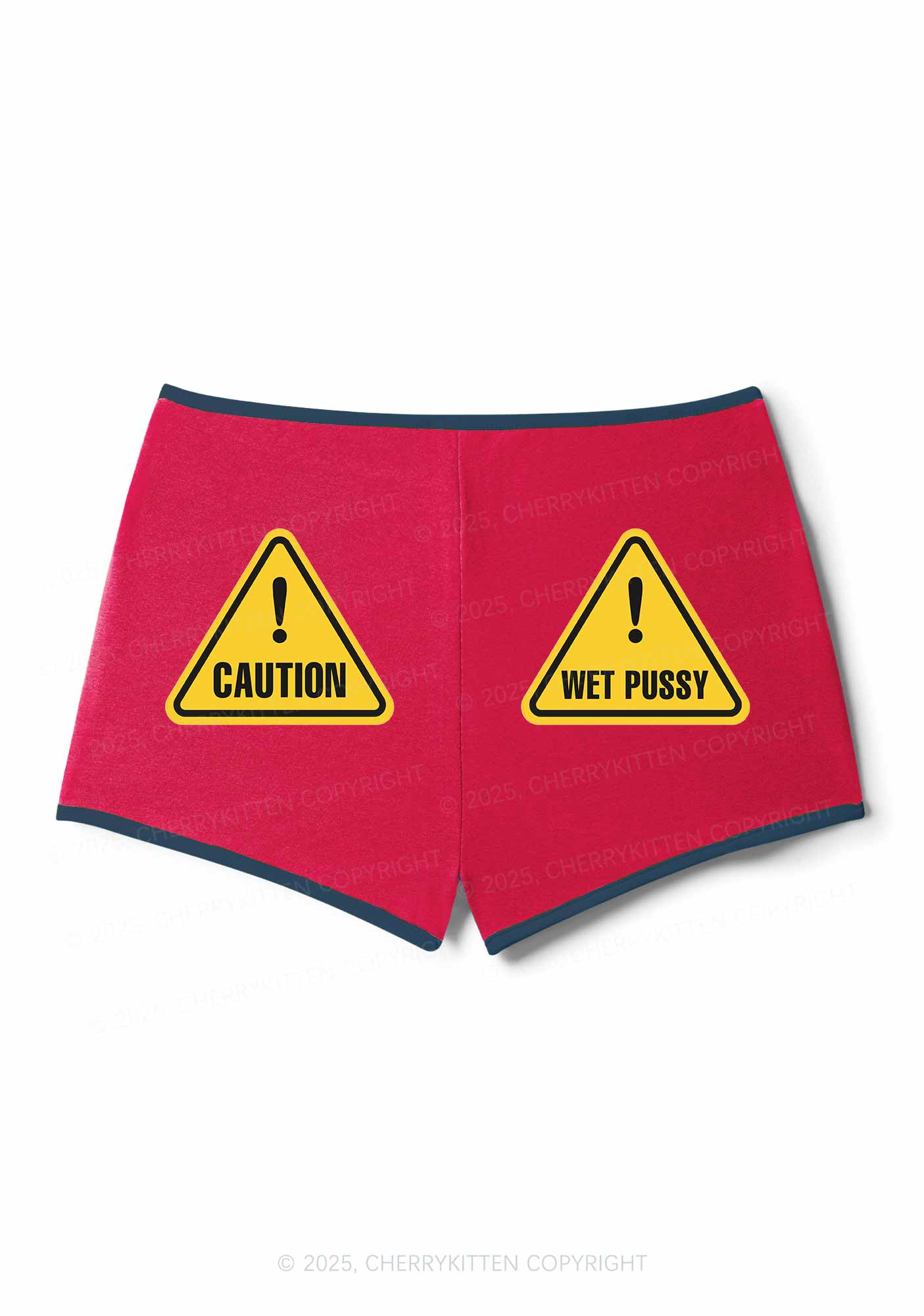 Caution Wet Puxxy Y2K Booty Shorts Cherrykitten