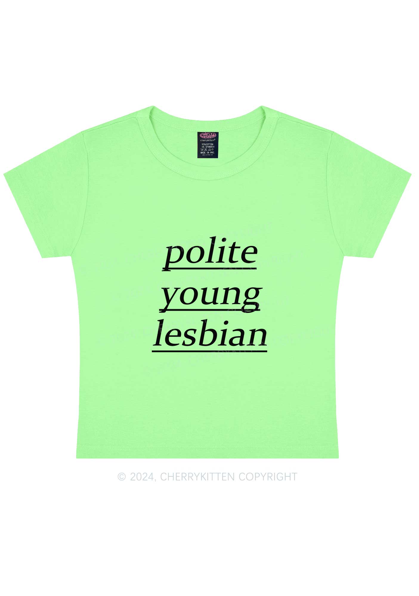 Polite Young Lesbian Y2K Baby Tee Cherrykitten