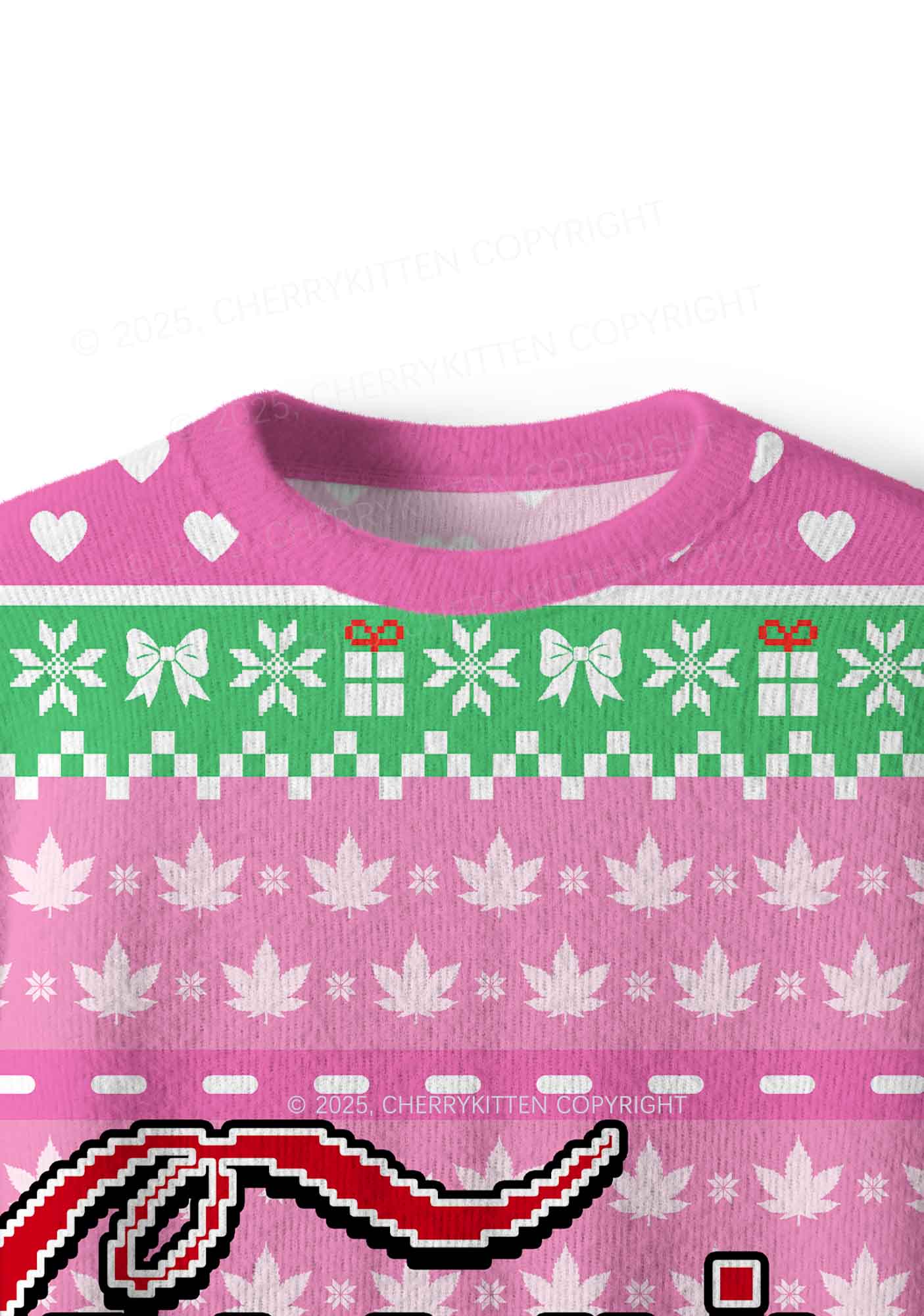 Pink Special Cola Y2K Christmas Knit Sweatshirt Cherrykitten