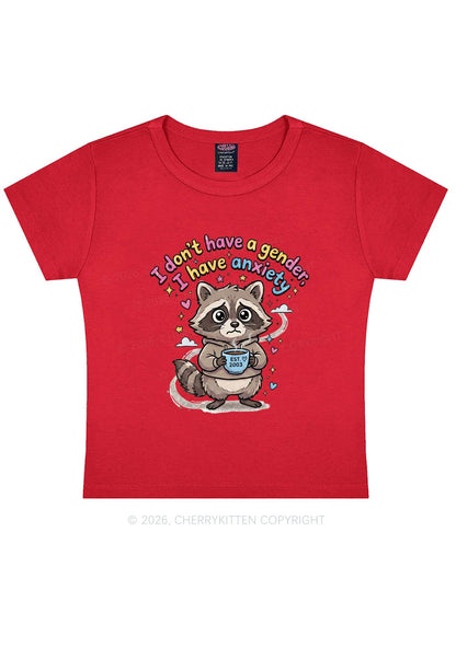 Raccoon I dont Have A Gender Pride Y2K Baby Tee Cherrykitten