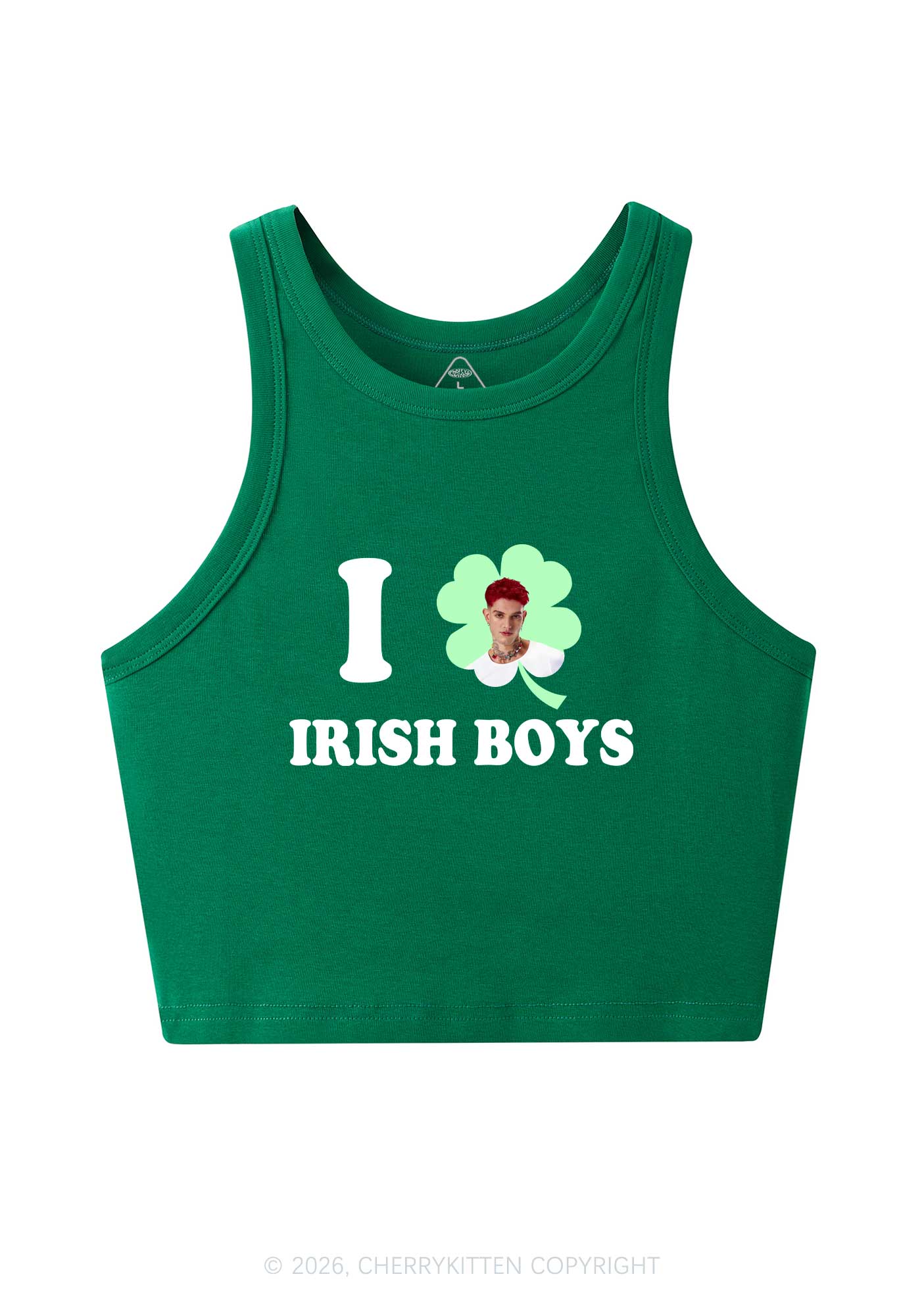 Custom I Love Shamrock Irish Boys St Patricks Y2K Crop Tank Top Cherrykitten
