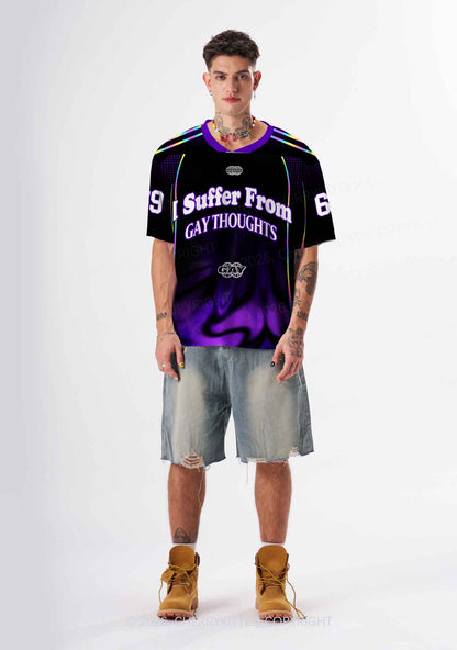 Purple Suffer From Gay Thoughts Pride Y2K Sport Jersey Shirts Cherrykitten