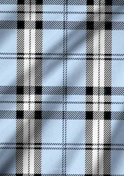 Light Blue Plaid Y2K Print Long Sleeve Pajama Set Cherrykitten