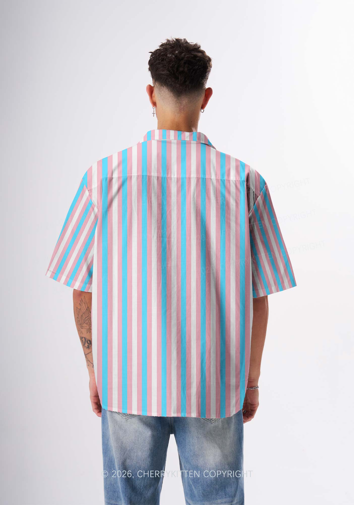 Transgender Flag Pride Y2K Print Hawaiian Shirt Cherrykitten