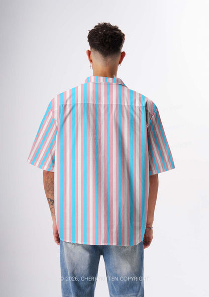 Transgender Flag Pride Y2K Print Hawaiian Shirt Cherrykitten