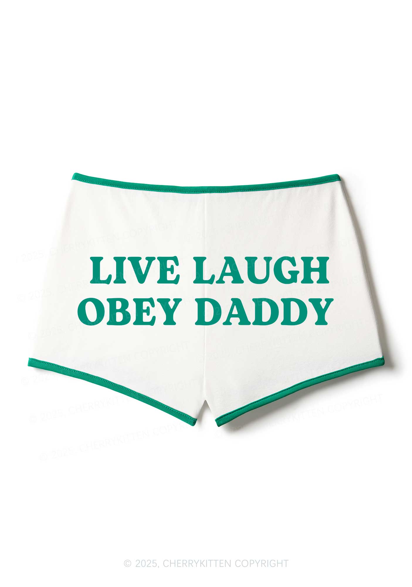 Live Laugh Obey Daddy Y2K Booty Shorts Cherrykitten