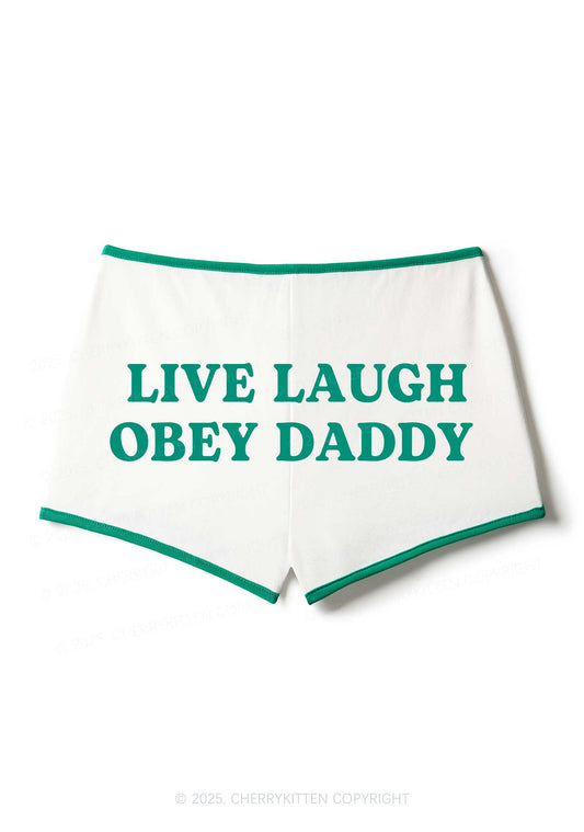 Live Laugh Obey Daddy Y2K Booty Shorts Cherrykitten