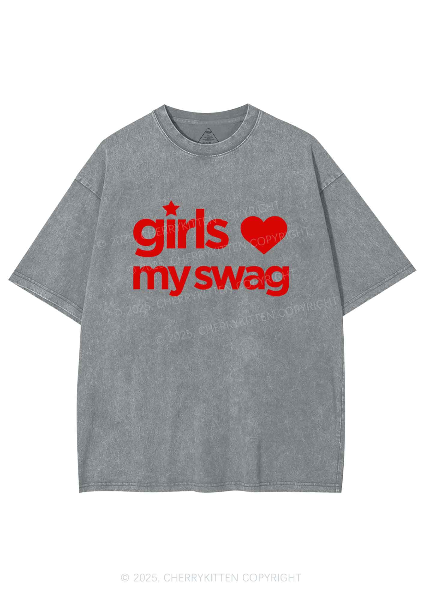 Girls Love My Swag Pride Y2K Shirts Washed Tee Cherrykitten