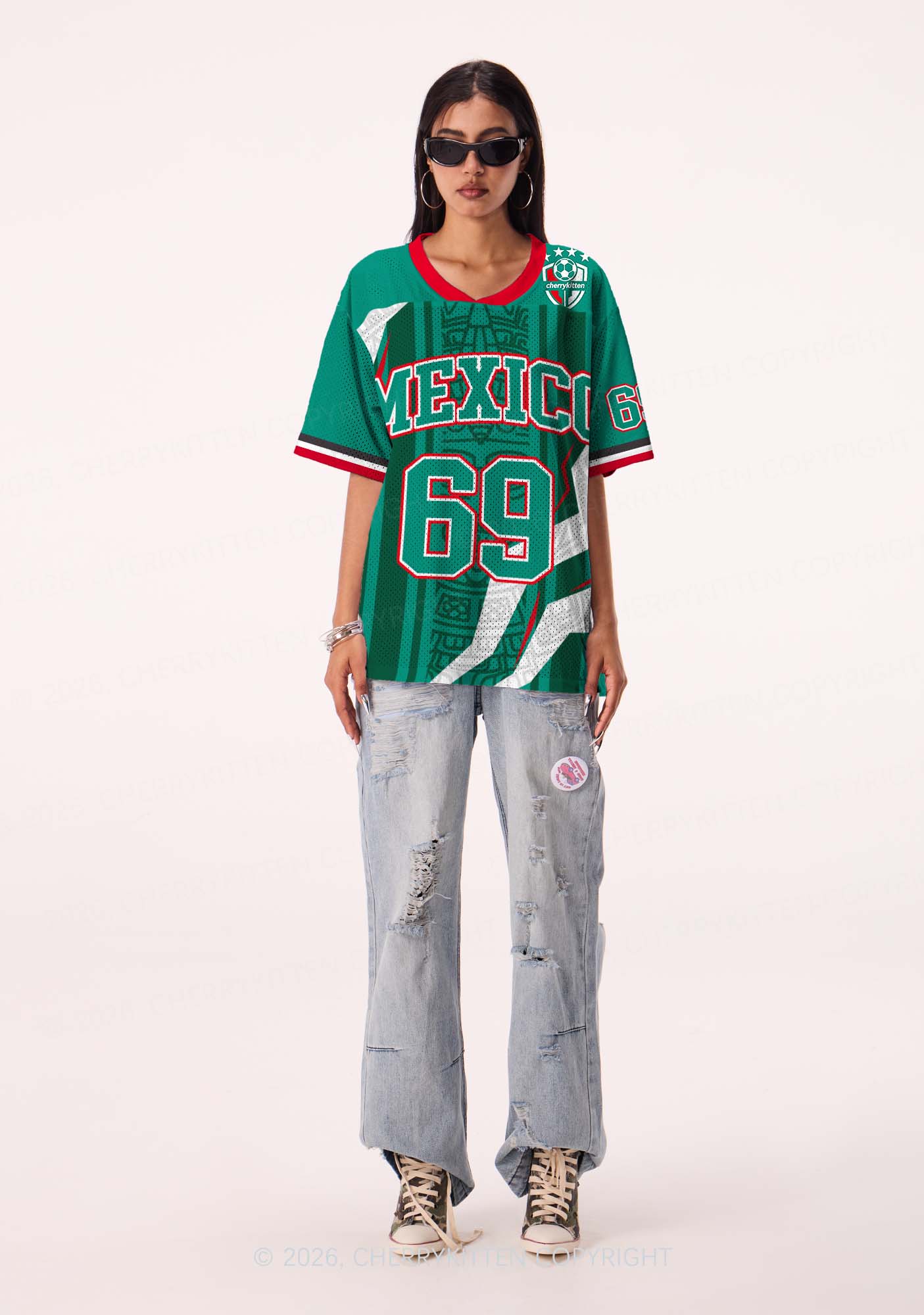 Custom Mexico Dark Green Striped Y2K Sport Jersey Shirts Cherrykitten