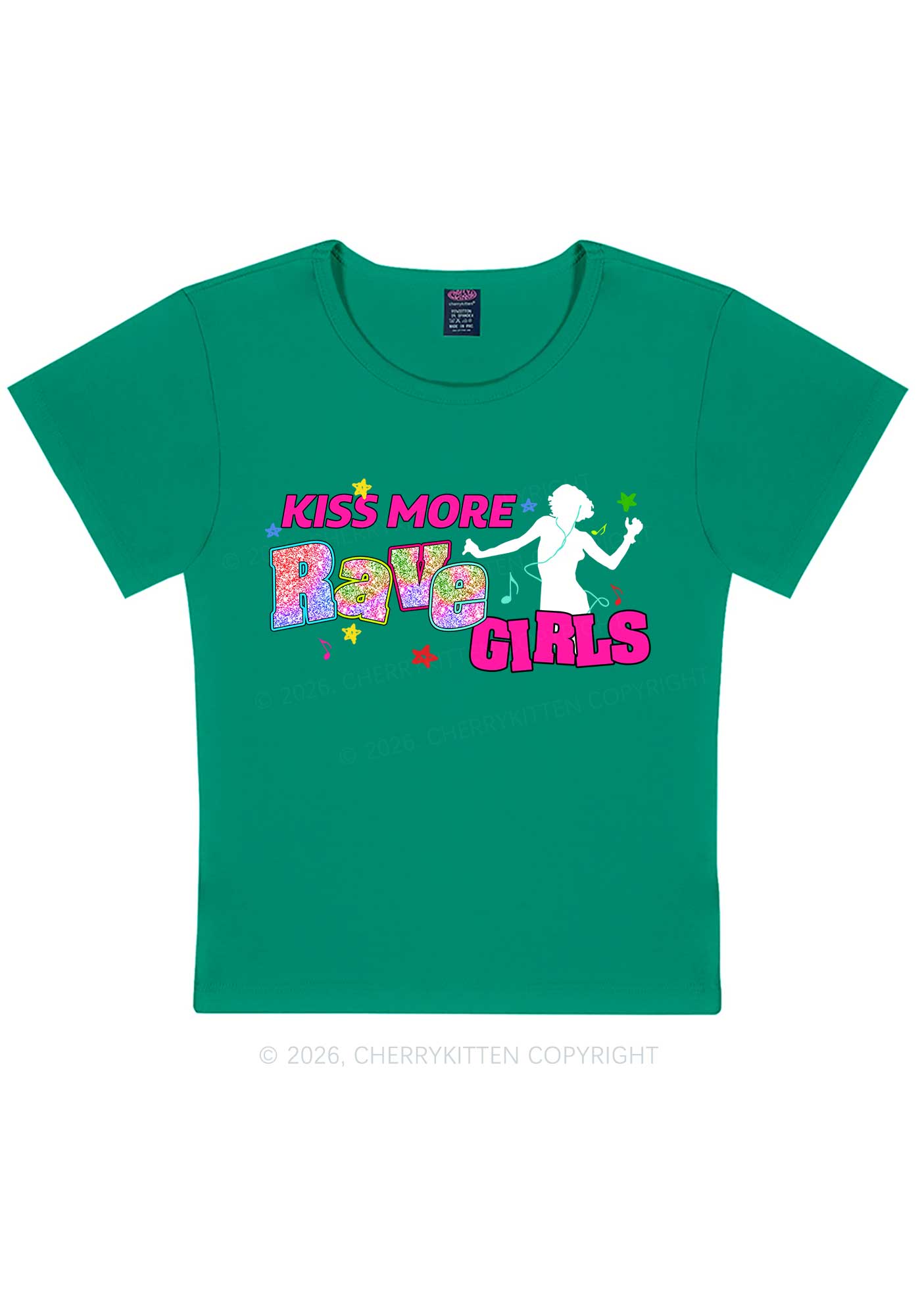 Kiss More Rave Girls Y2K Baby Tee Cherrykitten