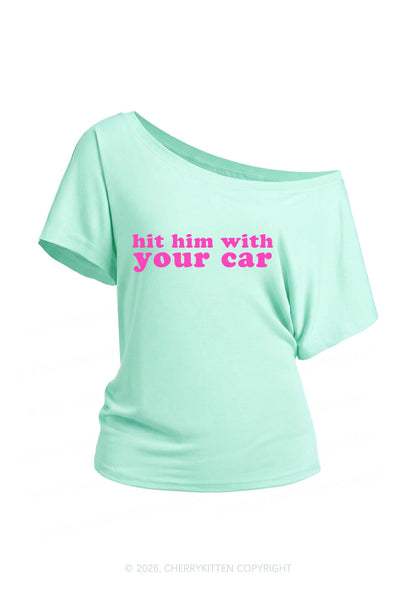 Hit Him Y2K Off Shoulder Tee Cherrykitten