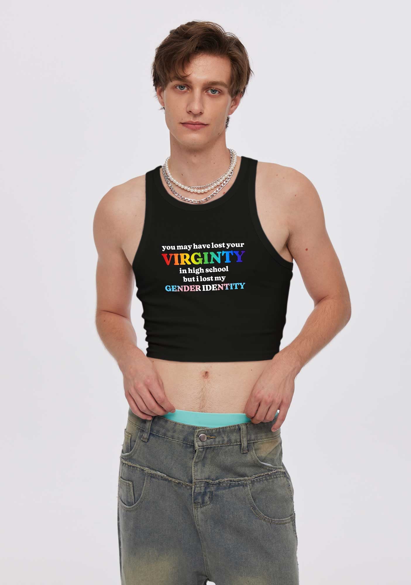 I Lost My Gender Identity Pride Y2K Crop Tank Top Cherrykitten