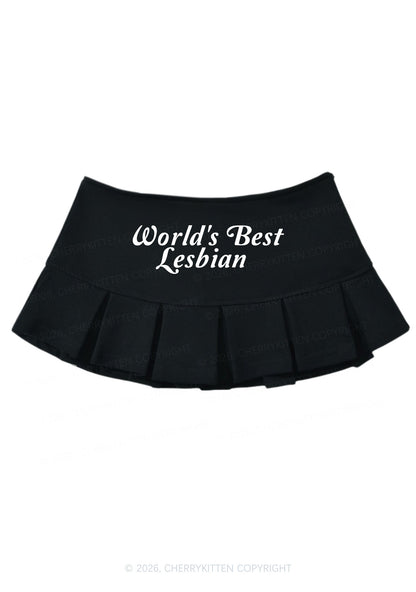 Worlds Best Lesbian Pride Y2K Mini Pleated Skirts Cherrykitten