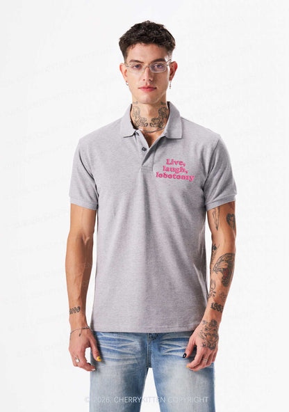 Embroidered Live Laugh Lobotomy Y2K Polo Shirts Cherrykitten