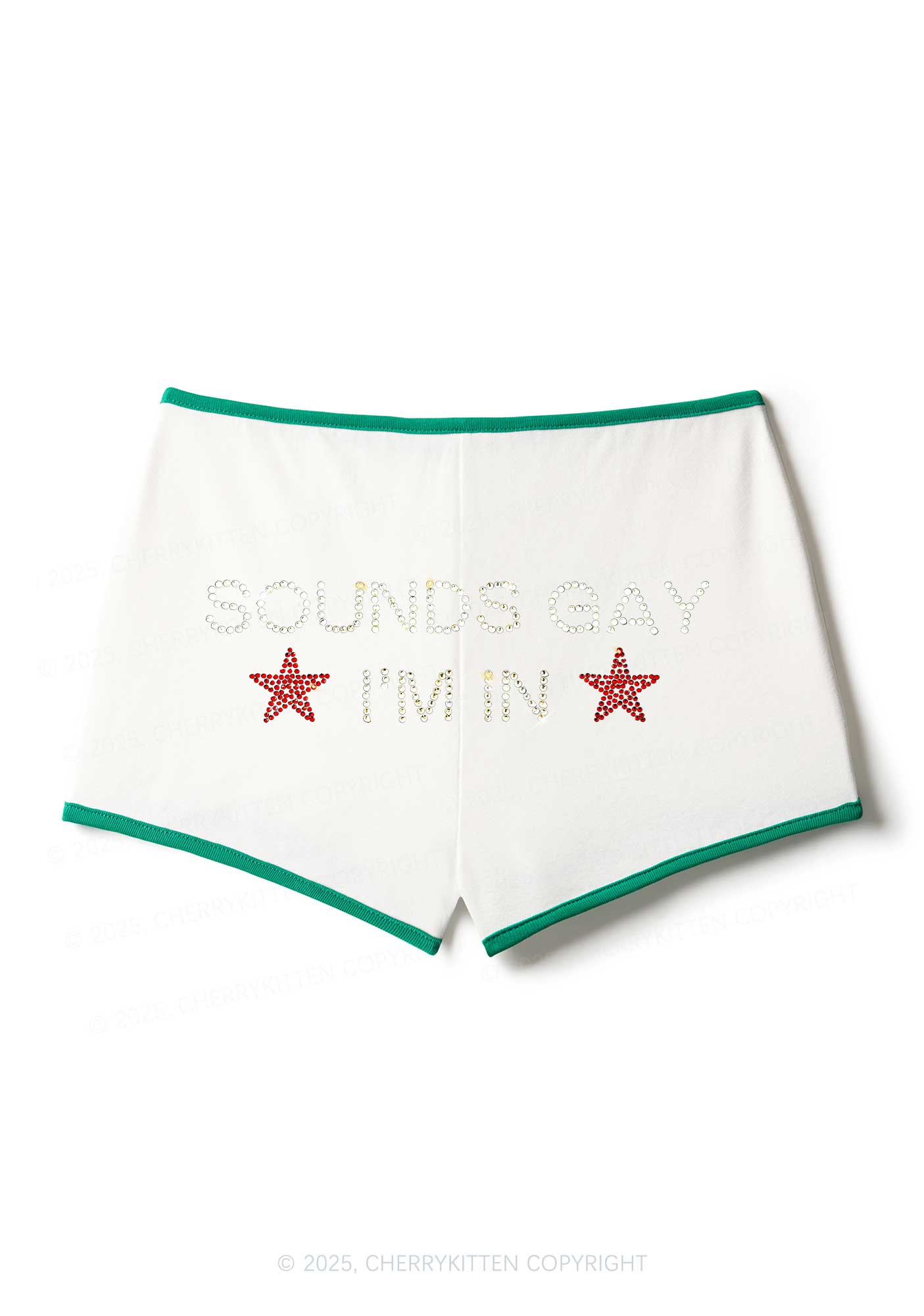 Rhinestone Sounds Gay Pride Y2K Booty Shorts Cherrykitten