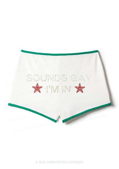 Rhinestone Sounds Gay Pride Y2K Booty Shorts Cherrykitten