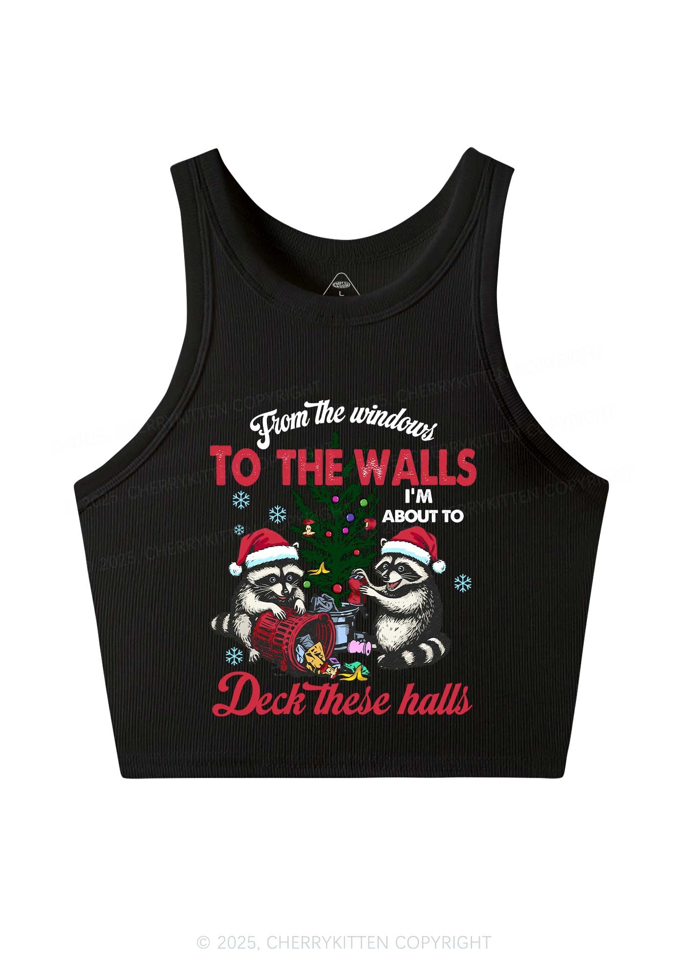 Christmas To The Walls Y2K Crop Tank Top Cherrykitten