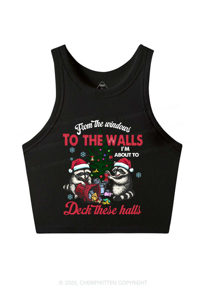 Christmas To The Walls Y2K Crop Tank Top Cherrykitten